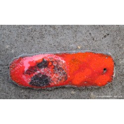 Porte-encens en pierre de lave émaillée orange et rouge