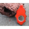 Bague "Berbère" en  pierre de lave émaillée orange et argent